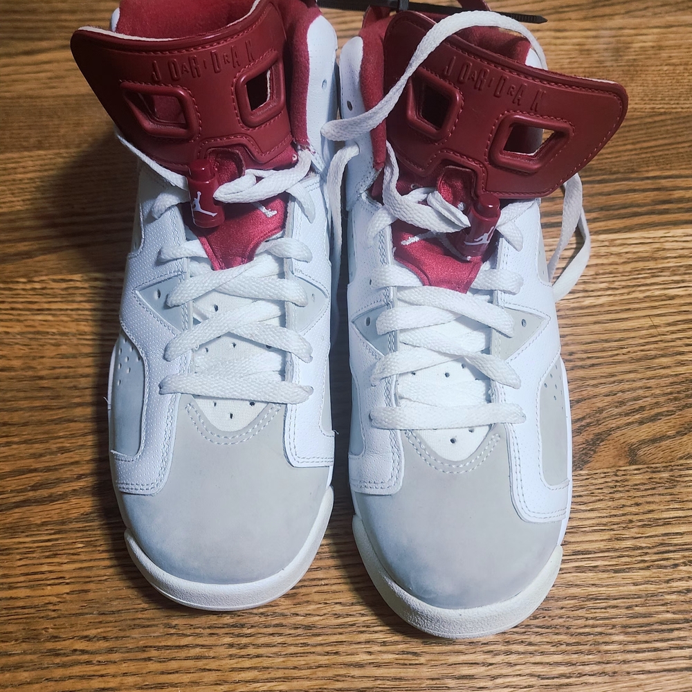 Jordan Kids White and Burgundy Sneakers